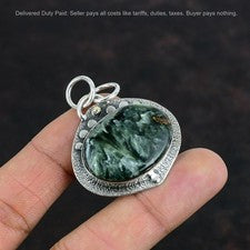Joyería colgante madre bisel aniversario único piedras preciosas de serafinita de plata 925
