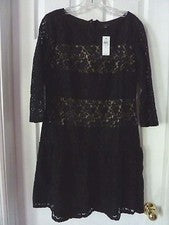 Vestido de encaje negro para mujer Ann Taylor talla 8 (nuevo con etiquetas)
