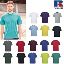 Camiseta de algodón pesado para hombre Russell lisa manga corta camisa redonda cuello redondo top
