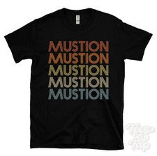 CAMISETA ESTILO RETRO REPETIDA MUSTIÓN Hombre y Mujer Novedad Genial Nombre Regalo