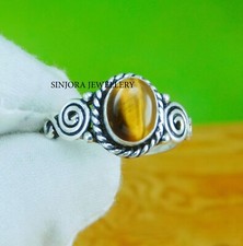 Anillo de regalo hecho a mano de plata esterlina 925 con piedras preciosas ojo de tigre talla 5 a 13 de EE. UU.