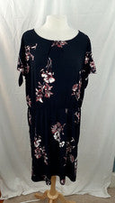 Vestido Maurice's Para Mujer Talla 1X Azul Marino Floral Corto Hombro Frío Elastizado Nuevo con Etiquetas