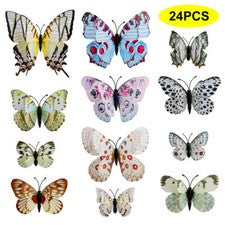 24 x Pegatinas de Pared Mariposa 3D Decoración del Hogar Decoración de Habitación Pegatina Dormitorio Niña