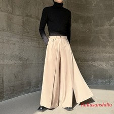 Retro Japonés Estilo Étnico Hombres Falda Pantalón Diseño Pierna Ancha Pantalones Largos Talla