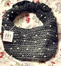 Nuevo con etiquetas Bolso Hobo Haute Hippie con Cuentas Negro con Acentos de Perla Bolso de Mano para Mujer