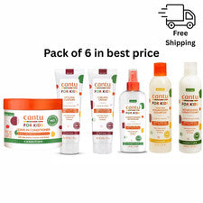 Paquete de 6 piezas para el cuidado del cabello Cantu for Kids - champú, acondicionador, desenredante y peinado