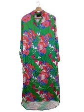Miss Goodlife Freizeitkleid Damen Blumenmuster Langarm Grün Pink Gr. 34