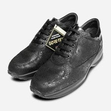 Zapatillas negras de piel de serpiente Gore Tex para mujer hechas en Italia