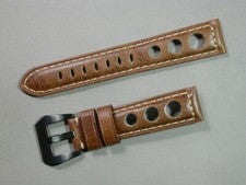 Correa de reloj de cuero de vaca de alta calidad marrón perforado 20 mm hebilla de acero inoxidable 0655