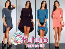 Vestido asimétrico para mujer con cuello redondo rosa talla UK 8-12 FA35