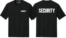 Camiseta de seguridad para hombre negra con estampado frontal trasero uniforme guardia personal evento camiseta