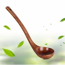 Cuchara de madera maciza resistente al calor tamaño 27 5 x 8 5 cm para sopa y olla caliente