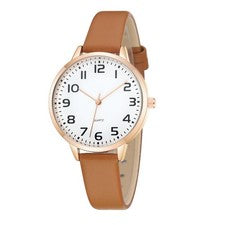 TWOPTION Reloj de Vestir Para Mujer Delicado Analógico Cuero para Pequeño Marrón-23#
