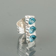 Anillo de plata esterlina 925 con piedras preciosas de topacio azul hecho a mano anillo de joyería regalo para