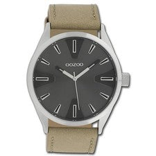 Oozoo reloj de pulsera para hombres Timepieces analógico cuero gris oscuro UOC10021