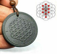 Collar Colgante Flor de la Vida EMF Escalar Negro Turmalina Piedras Preciosas Joyería
