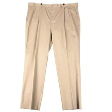 Pantalones de vestir plisados Paul Fredrick para hombre 50 caqui oscuro clásicos a medida sin dobladillo