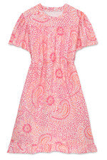 Vestido para mujer - Vestido naranja estampado cachemira - Vestido midi - Mediano - Algodón