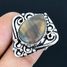 Anillo de joyería de plata esterlina 925 hecho a mano con piedras preciosas d...