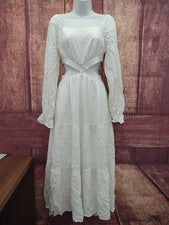 Vestido recortado blanco estilo vintage para mujer, pequeño