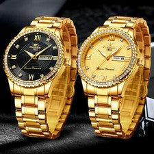 Reloj de Cuarzo Impermeable Dorado Hombre Clásico Acero Inoxidable Analógico Negocios Moda