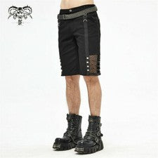 Pantalones Cortos Steampunk Para Hombre Estilo Punk Malla Decoración Informal Rodilla Sueltos Pantalones Cortos