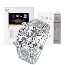 Anillo de boda de moissanita de lujo de 5 quilates de corte redondo VVS1 de plata de ley 925 para hombre