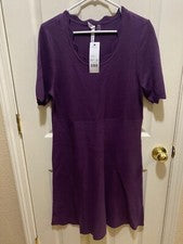 Nuevo Vestido Suéter Para Mujer Colección NY Tejido Hasta la Rodilla Ciruela Púrpura Talla Grande