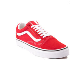 Nuevos zapatos Vans Old Skool Racing rojos y blancos verdaderos