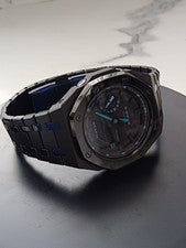 Reloj Casio G-Shock CasiOak Personalizado Pulido Mod Negro Acento Azul - 1 Semana de Espera