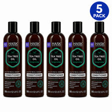 Paquete de 5 acondicionadores vigorizantes de aceite de árbol de té Hask refresca y calma el cuero cabelludo