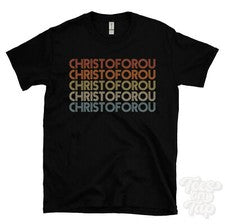 CAMISETA CHRISTOFOROU ESTILO RETRO REPETIDO Hombre y Mujer Novedad Genial Nombre Regalo