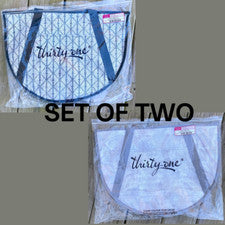 DOS NUEVOS Bolso de Mano Thirty One 31 Redondo Utilitario Grande Azulejo Marroquí Postre Tablero Gris