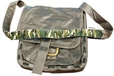 Bolso de hombro mensajero de lona con solapa de cuero sintético con forro de camuflaje