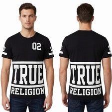 $95 TRUE RELIGION Negro Blanco STARTER Calce Grande Diseñador Gráfico Camiseta Nueva con Etiquetas