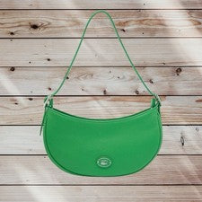 Bolso clásico de media luna de cuero de grano superior Lacoste para mujer logotipo verde £180 NF4161GZ