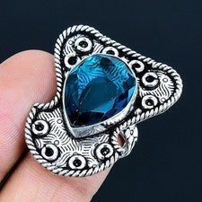 Anillo de joyería de plata esterlina 925 hecho a mano con piedras preciosas...