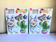 Nuevo Lote De 2 Pegatinas Globo Pared Decoración Hogar Longking Llama Cactus Boho