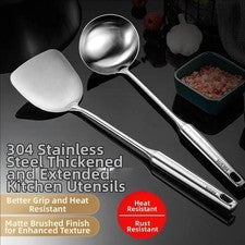 Espátula de acero inoxidable extra gruesa utensilios de cocina diseño resistente al calor