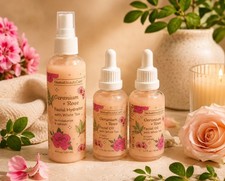 Global Beauty Care Geranio + Rosa Juego de 3 Piezas Hidratante + 2 Aceites Faciales 6M