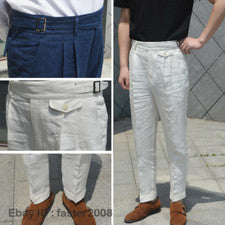 Pantalones largos sueltos de verano de algodón y lino estilo británico Gurkha para hombre S-5XL