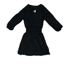 Mini Vestido Fraiche by J Para Mujer Negro Globo Manga 1/2 Cuello en V Talla Pequeña