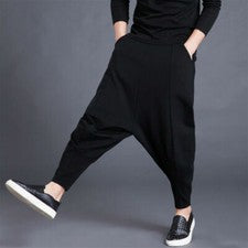 Mujeres Hombres Pantalones Entrepierna Caída Sueltos Harén Estilo Pantalones Hippie Cintura Elástica