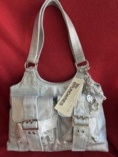 Bolso con 4 pósteres de moda No Boundaries, denim metálico, para mujer