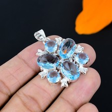 Colgante de joyería de plata esterlina 925 hecho a mano con piedras preciosas...