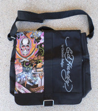 NUEVO Bolso Mensajero Ed Hardy Negro Calavera Tatuaje Gráfico Y2K Christian Audigier