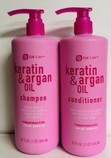 SJ Hair Care ~ Champú y acondicionador de queratina y aceite de argán con 7 extractos naturales