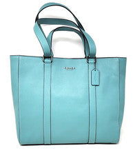 Bolso de Mano Coach Hudson Azul Verde Guijarro Cuero Doble Asa C8157