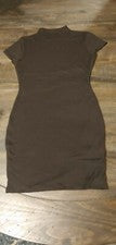 Sexy Vestido Para Mujer Manga Corta Elástico Negro Pequeño NUEVO
