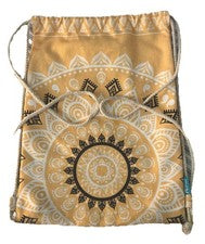 Mochila de lona con cordón Miomao estilo mandala - verde azulado con detalles en blanco y negro